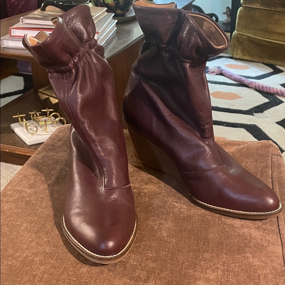 Andre Assous Leather Wedge Ankle Boots